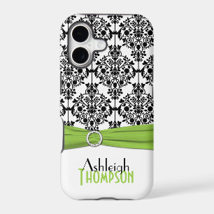 Lime, Black, White Damask iPhone 5 Case