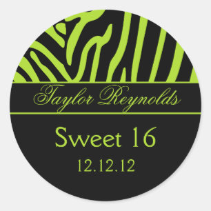 Lime Black Zebra Sweet 16 Sticker