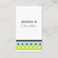 Lime, Blue and Grey Dots and Stripes Mummy Card