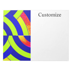 lime/blue chic modern curved chevrons notepad