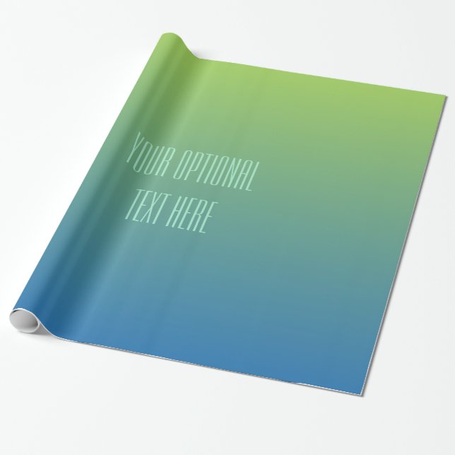 Lime Blue Gradient custom text wrapping paper (Unrolled)