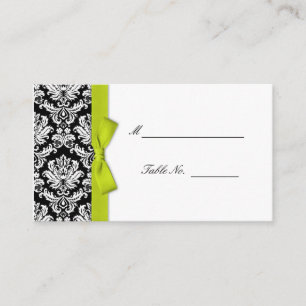 Lime Bow Damask Wedding Placecards