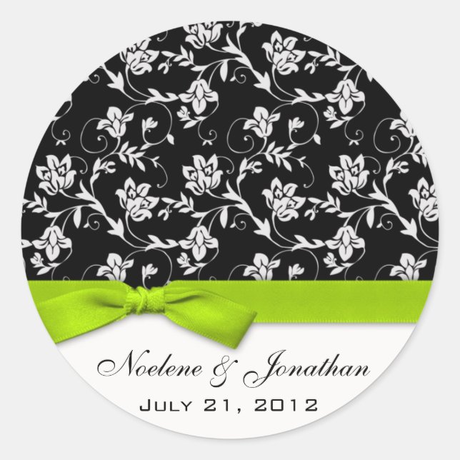 Lime Bow Wedding Flower Sticker (Front)