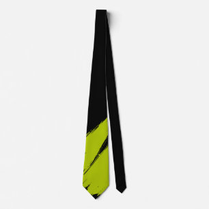 Lime Brush Modern Black Background Tie