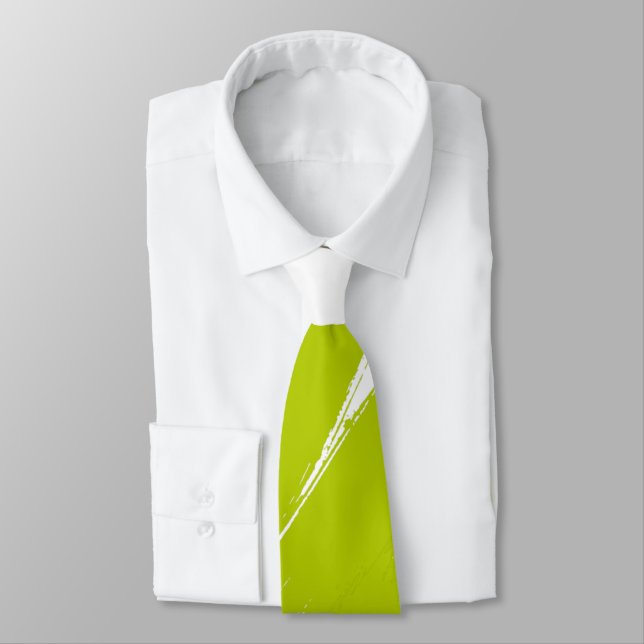 Lime Brush Modern White Background Tie (Tied)