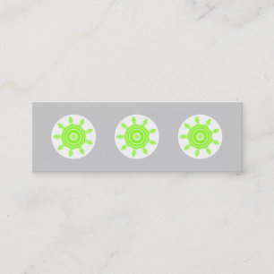 Lime Burst Fractal. Green, grey and white. Mini Business Card