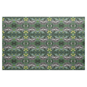 Lime Butterfly and Flowers Patterned Animal Fabric