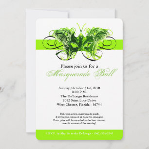 Lime Butterfly Masquerade Mask Costume Halloween Invitation