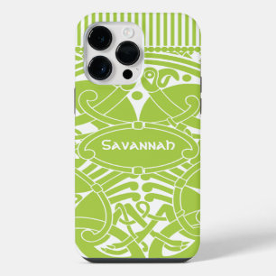 Lime Celtic Bird Circle Personalised iPhone 14 Pro Max Case