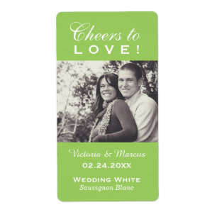 Lime Cheers to Love Wedding Photo Wine Bottle