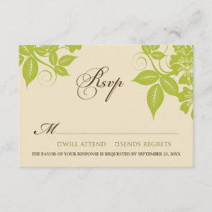 Lime/Chocolate Modern Floral RSVP Card