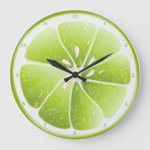 Lime Citrus Fruit Large Clock