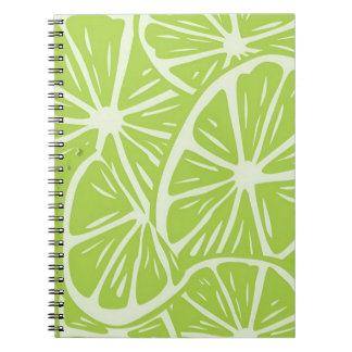 Lime Citrus Pattern – Retro Green Fruit Esthetic Notebook