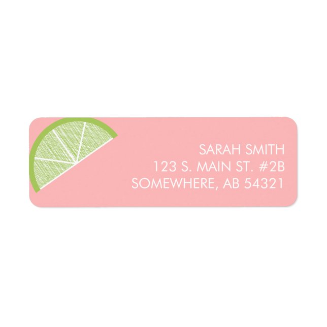 Lime citrus slice pink green return address label (Front)