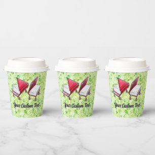 Lime Cream Splash: Artistic Book-on-Wheels Custom Paper Cups