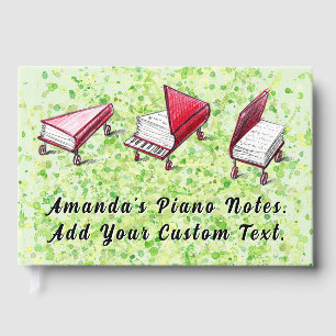 Lime Cream Watercolor Artistic Journal Piano Book