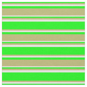Lime, Dark Khaki & Mint Cream Lines Fabric
