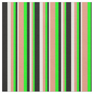Lime, Dark Salmon, Mint Cream & Black Pattern Fabric