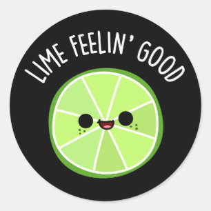 Lime Feeling Good Funny Citrus Lime Pun Dark BG Classic Round Sticker