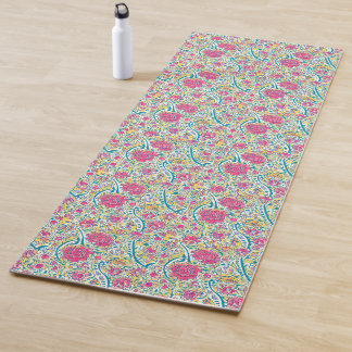 Lime Floral Arabic Pattern Yoga Mat