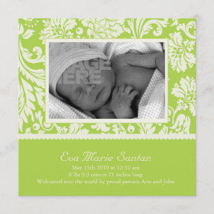 Lime Floral Birth Announcement