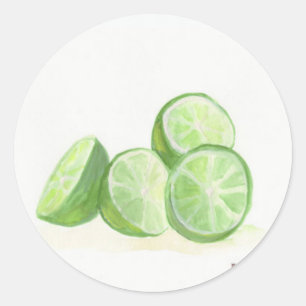 Lime fruit design real limes classic round sticker