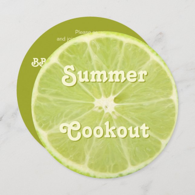 Lime Fruit Fresh Slice Summer Cookout Invitation (Front/Back)