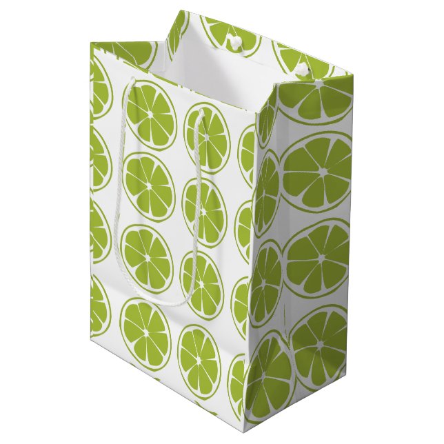 Lime Fruit Green Lime Pattern Medium Gift Bag (Front Angled)