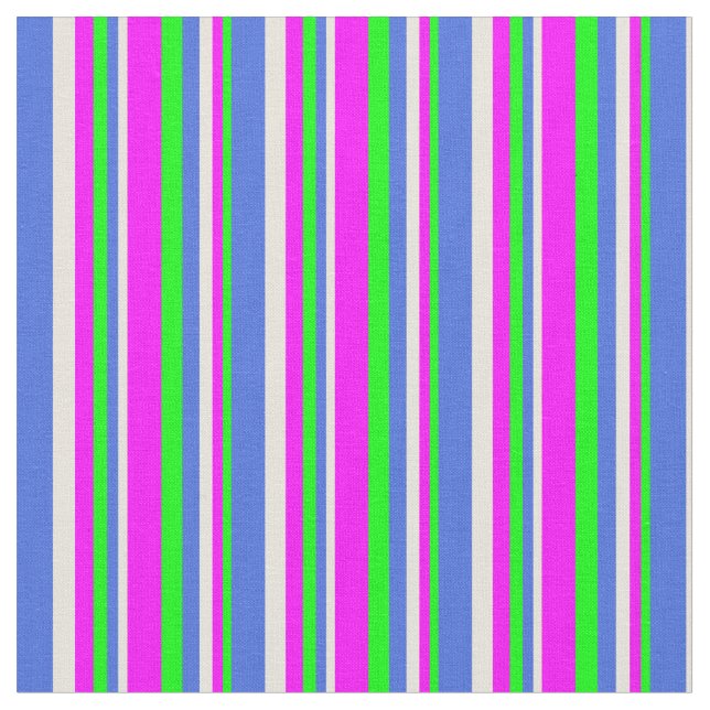 Lime, Fuchsia, Beige, and Royal Blue Coloured Fabric (Close Up)