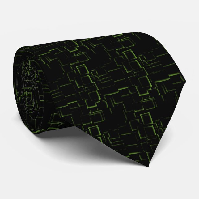 "Lime" Geometric Art  Tie (Rolled)