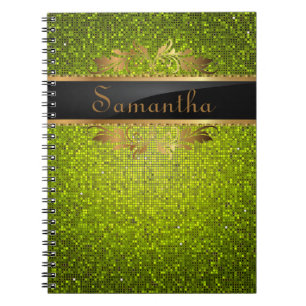 Lime Glitter Sequin Disco Glitz Spiral Notebook