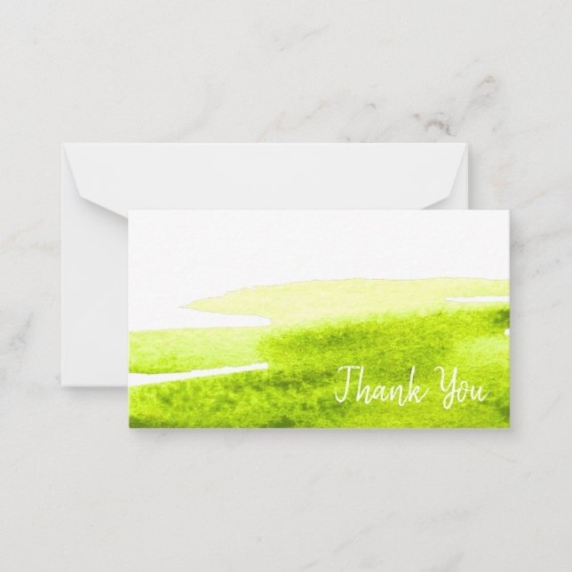 Lime grass green watercolor swish card (Front)