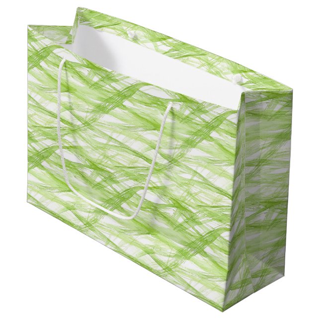 Lime Green Abstract Birthday Large Gift Bag (Front Angled)