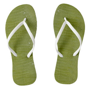 Lime Green Alligator Texture Print Jandals