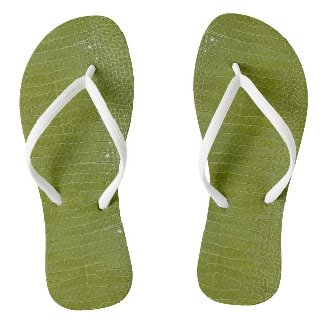 Lime Green Alligator Texture Print Jandals (Footbed)
