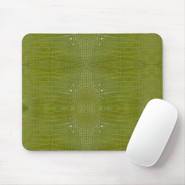 Lime Green Alligator Texture Print Mouse Pad (With Mouse)