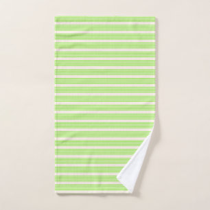Lime green and beige five stripes pattern hand towel