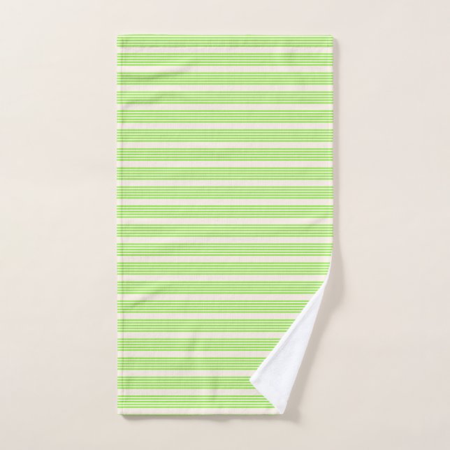 Lime green and beige five stripes pattern hand towel (Hand Towel)