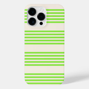 Lime green and beige five stripes pattern iPhone 14 pro max case