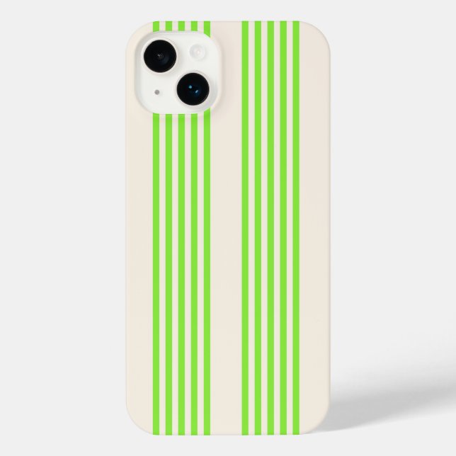 Lime green and beige five stripes pattern iPhone case (Back)