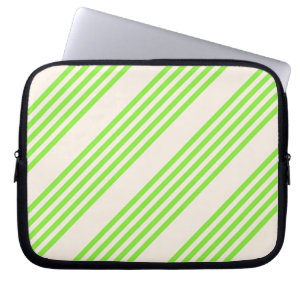 Lime green and beige five stripes pattern laptop sleeve