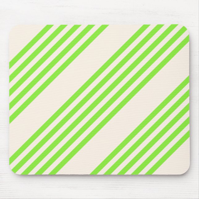 Lime green and beige five stripes pattern mouse pad (Front)