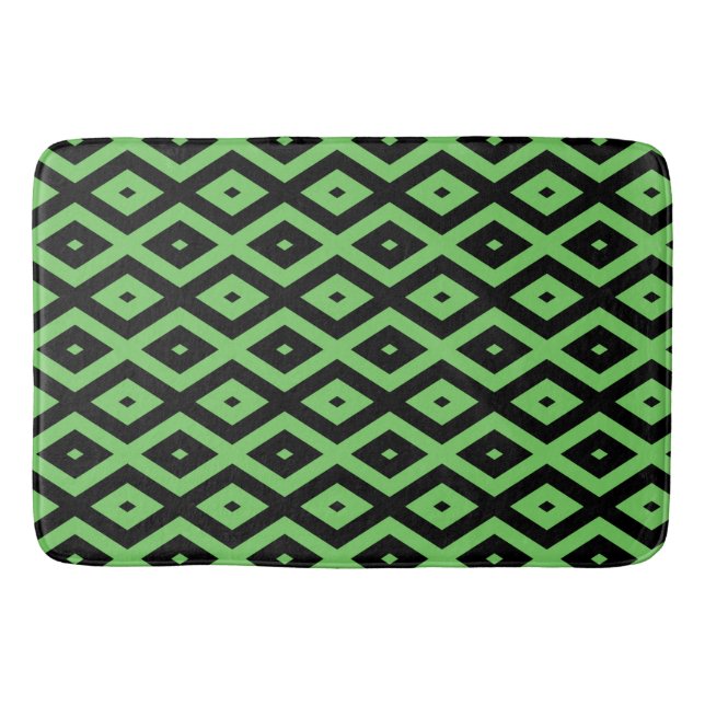 Lime green and black diamond pattern bath mat (Front)