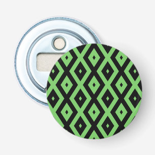Lime green and black diamond pattern bottle opener