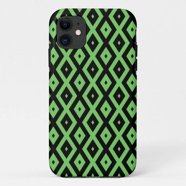 Lime green and black diamond pattern Case-Mate iPhone case (Back)