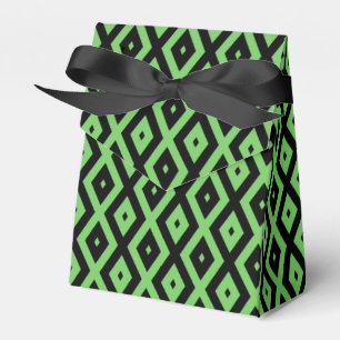 Lime green and black diamond pattern favour box