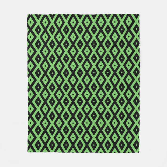 Lime green and black diamond pattern fleece blanket (Front)