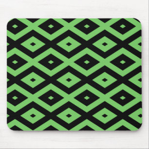 Lime green and black diamond pattern mouse pad