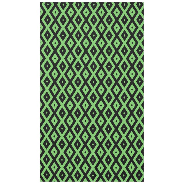 Lime green and black diamond pattern tablecloth (Front)