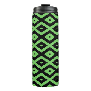 Lime green and black diamond pattern thermal tumbler